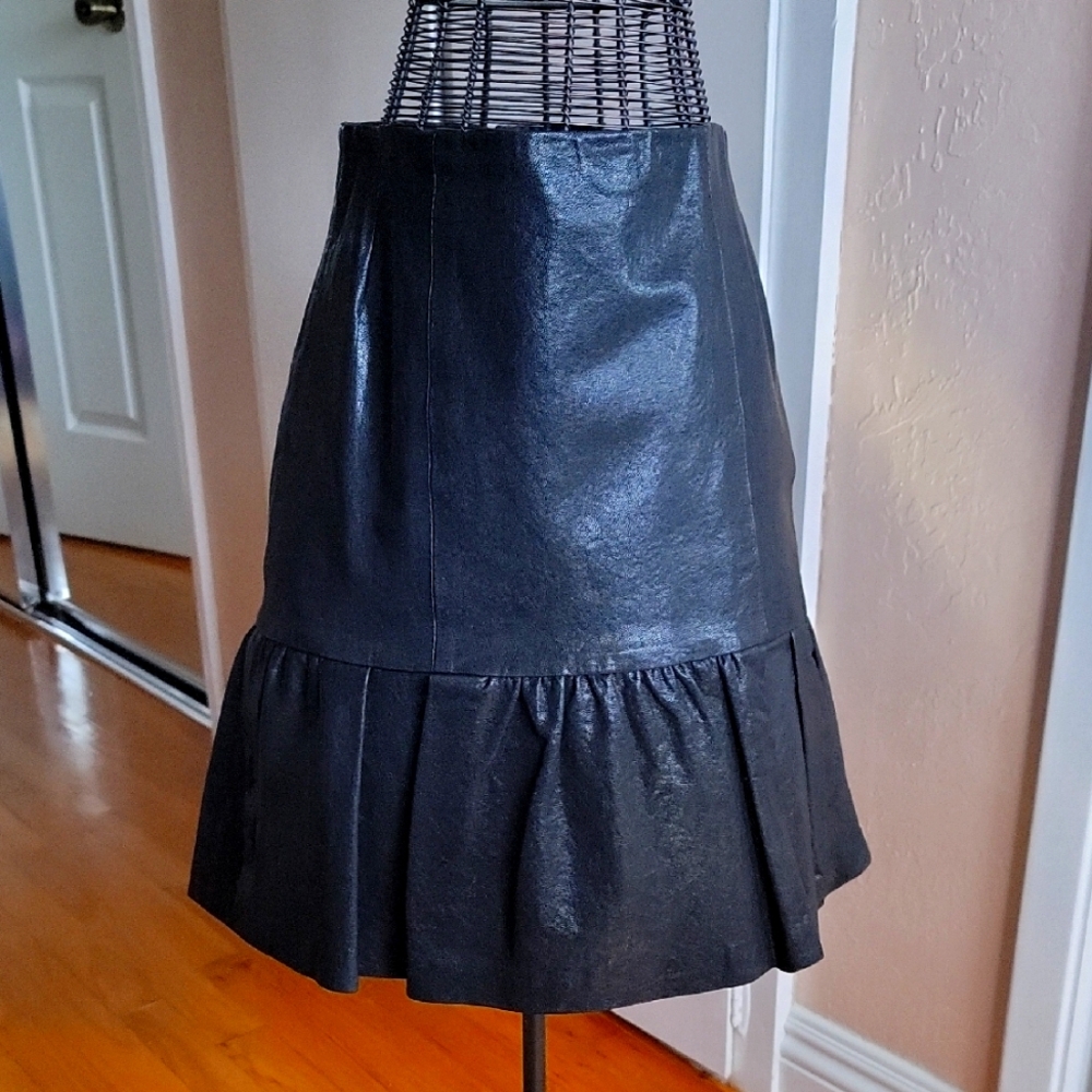 Leather Elegant Black Skirt Nanette Lepore